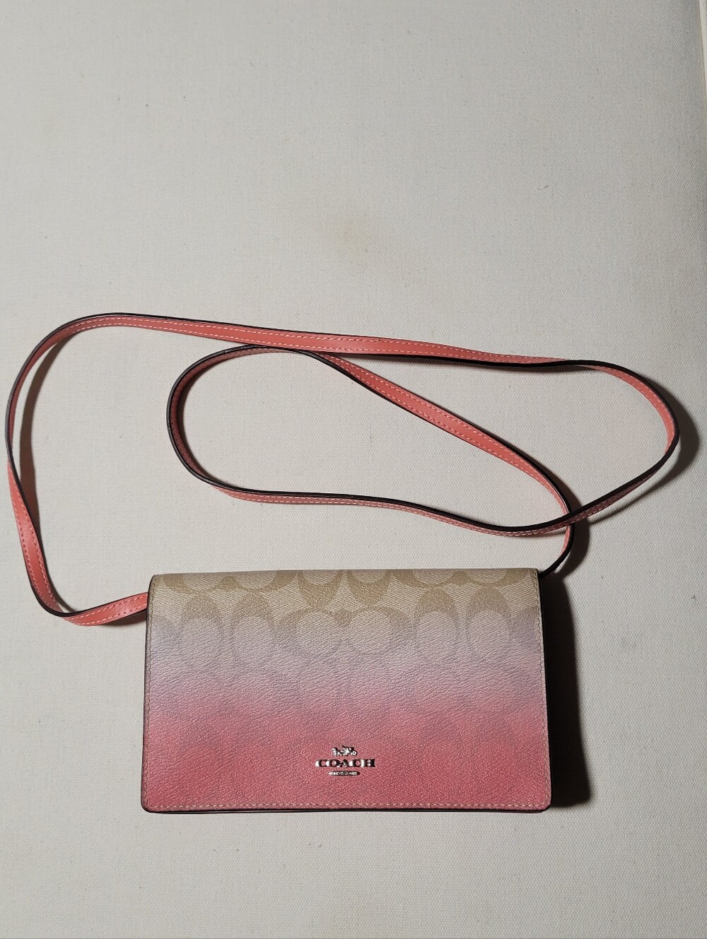 Coach Hayden Foldover Flap Clutch Gradient Signature Crossbody in Ombre 67505